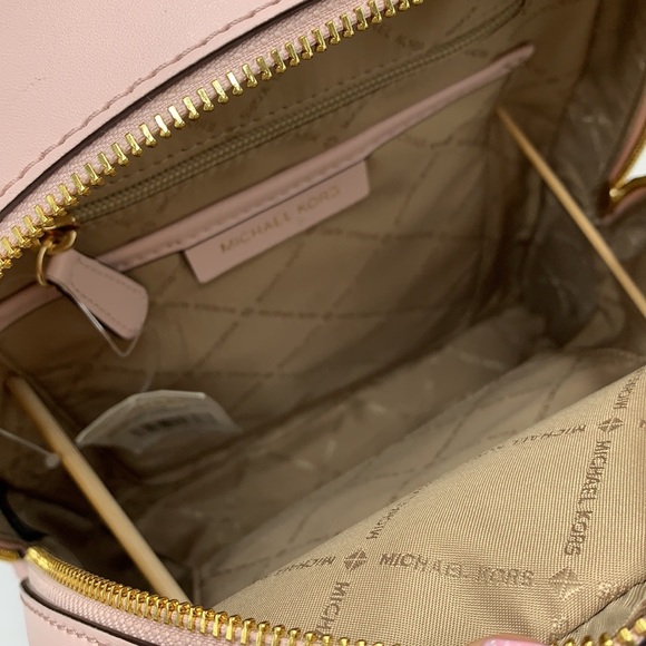 MICHAEL KORS JAYCEE MEDIUM ZIP POCKET BACKPACK BROWN /PINK SIGNATURE COL… - Picture 10 of 16